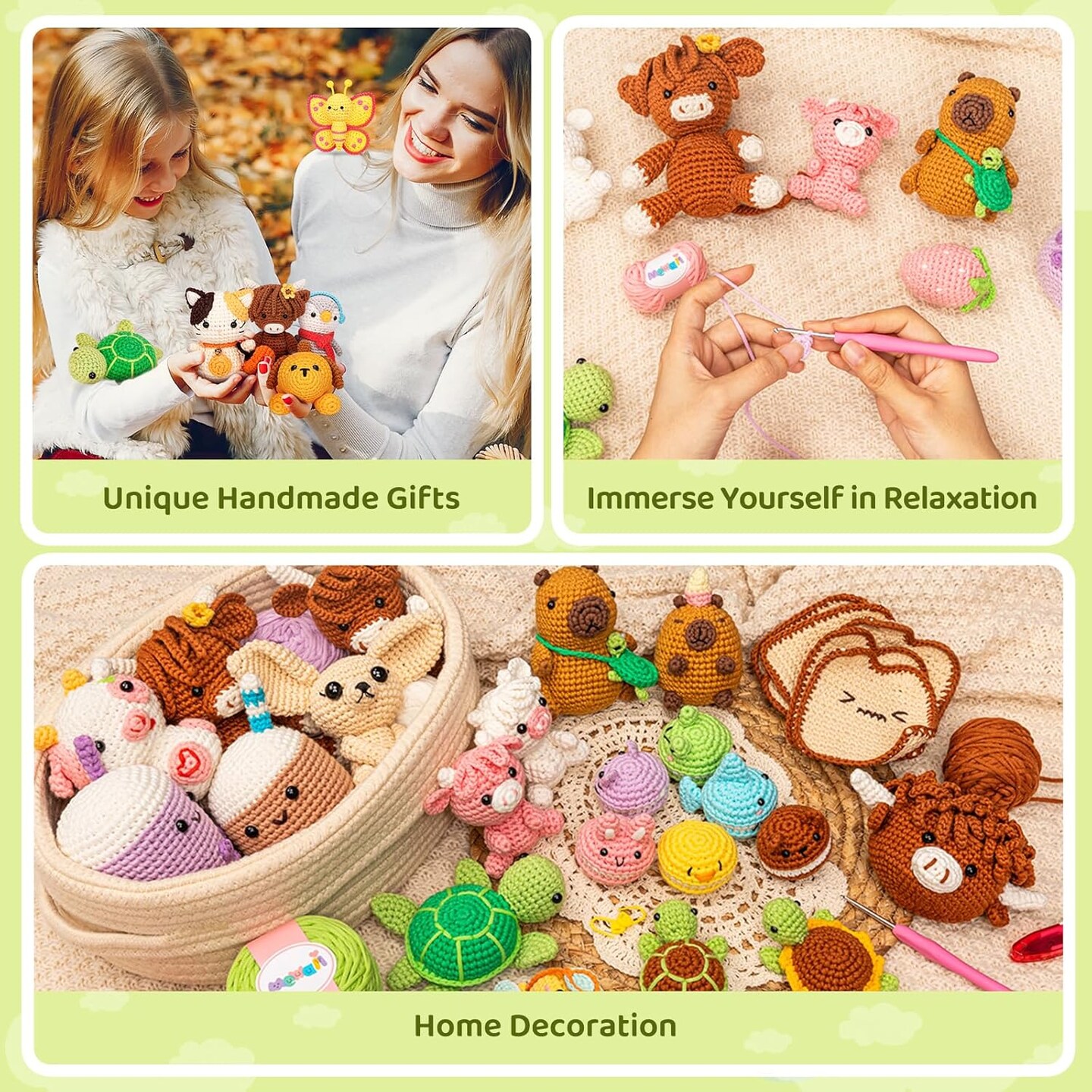 Crochet Kit for Beginners Level 1 with 40% Extra Eco-Friendly Pre-Started Easy Yarn, Step-by-Step Video Tutorials for Adults and Kids (Capybara)