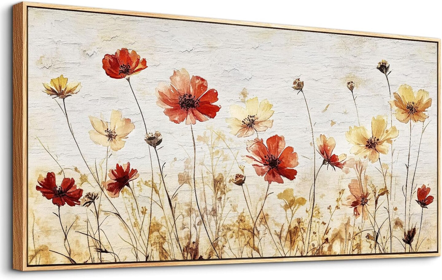 Large Framed Canvas Wall Art For Living Room Wall Decoration For Bedroom Abstract Flower Painting Wood Frame Dining Room Decor Artwork Prints Modern Room Home Decor Ready To Hang 20&#x22;X40&#x22;