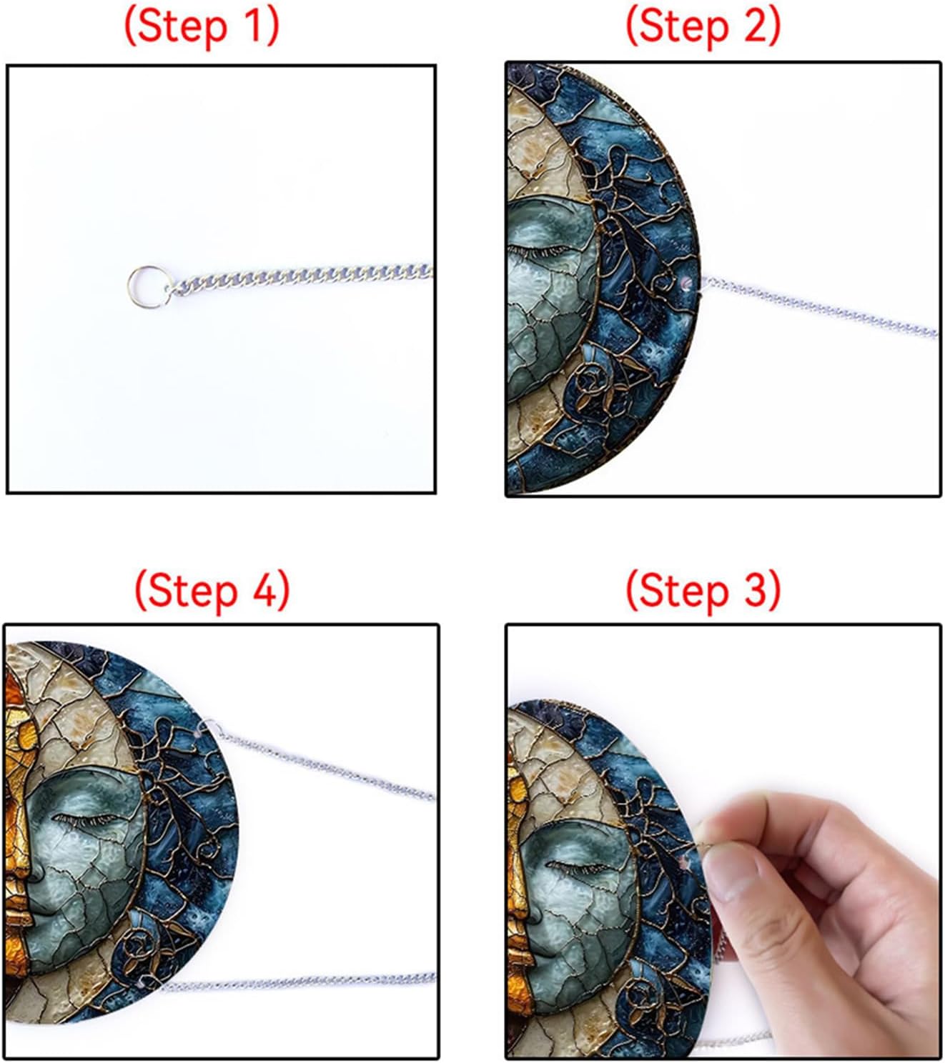 Summer Sun and Moon Acrylic Window Hangings Indoor Outdoor Stained Suncatchers Panels Bedroom Garden Kitchen Sun and Moon Wall Decor Gifts