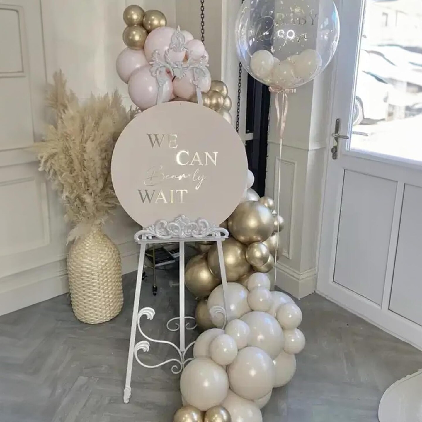 White and Gold Balloons, 12 Inch White Sand Gold Metallic Latex Balloons, Beige Gold Party Balloons