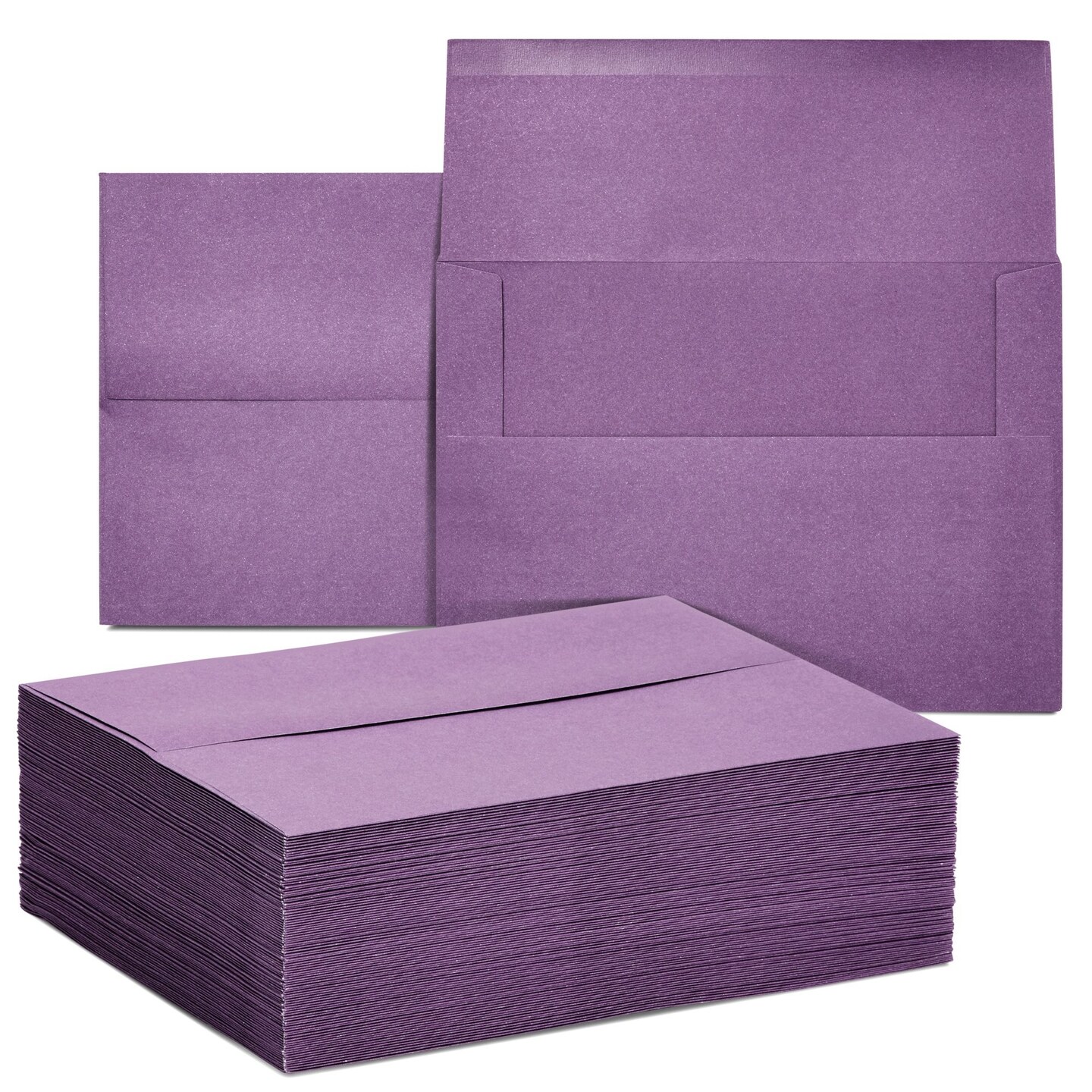 100 Pack 7 x 5 Invitation Envelopes, A7 Gummed Seal Square-Flap Invite Envelope for Wedding, Holiday, Birthday, Baby Shower - Purple - 120 GSM - 7 x 5 inches