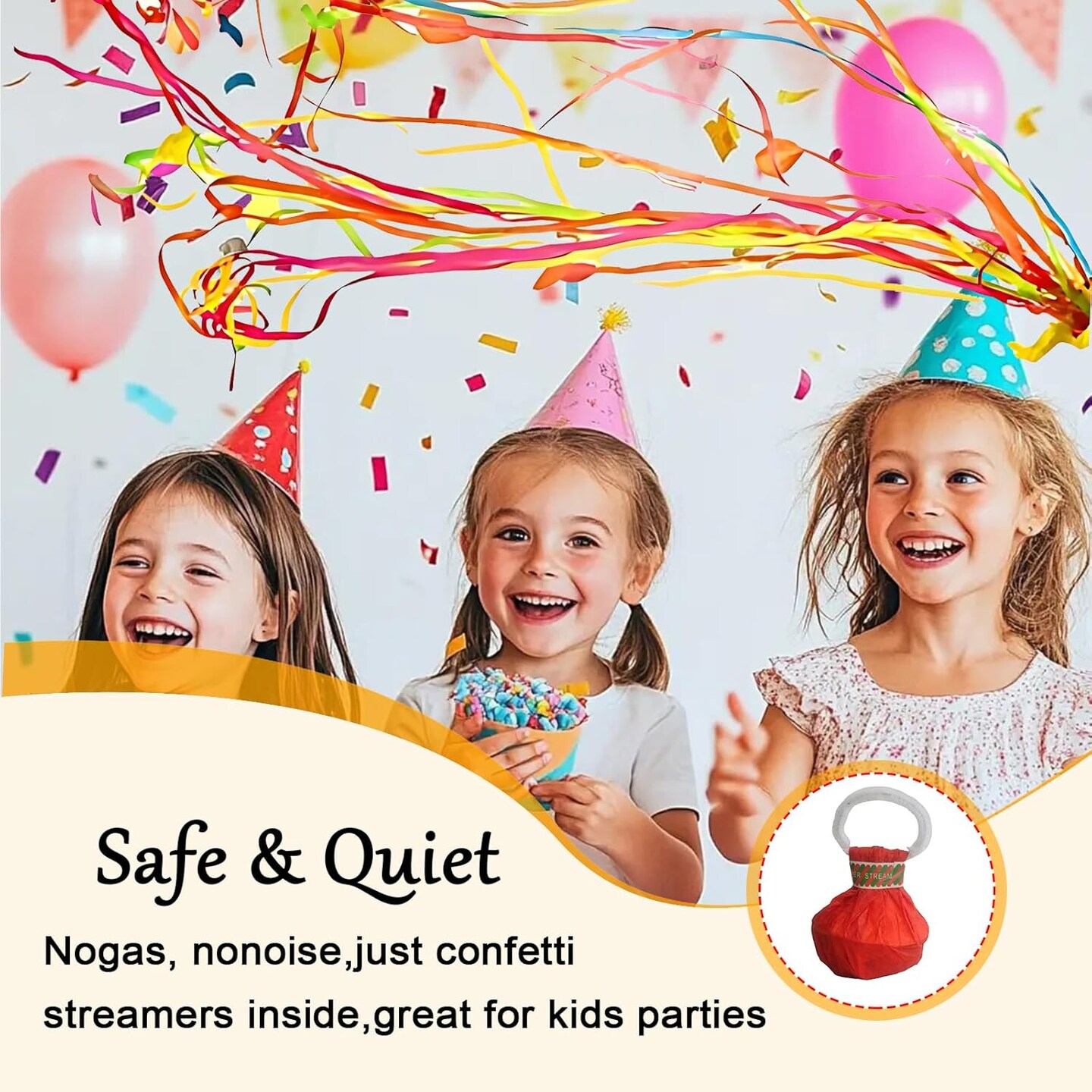 12PCS Hand-Throw Streamer Poppers – 6-Color No-Mess Party Poppers