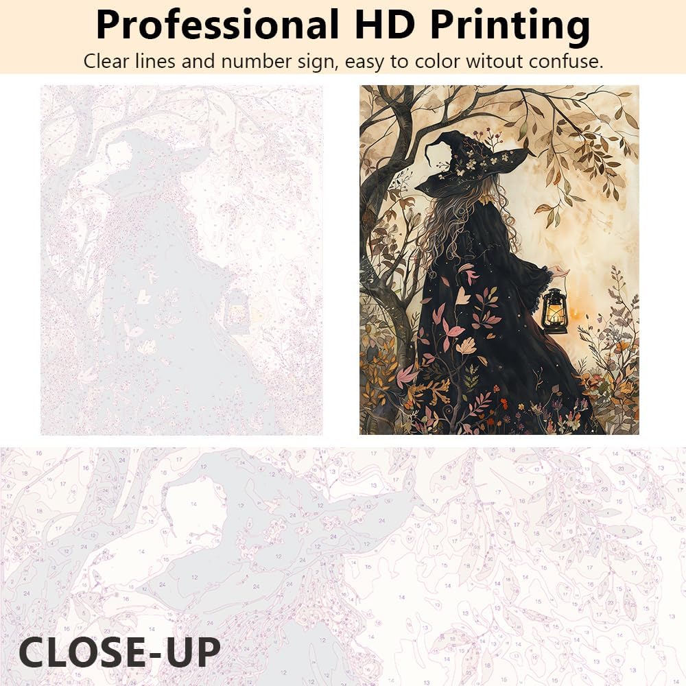 Paint by Numbers Kit for Adults, Forest Witch Paint by Numbers DIY Painting by Numbers for Adults Adults' Paint-by-Number Kits Witch Color by Numbers Crafts for Adults, 16 x20 Inch