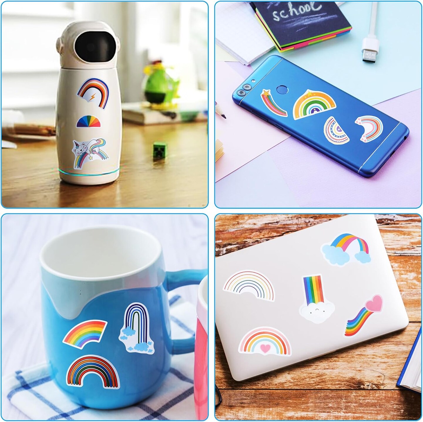 100 Pack Rainbow Stickers, Rainbow Party Favors, Birthday Decorations