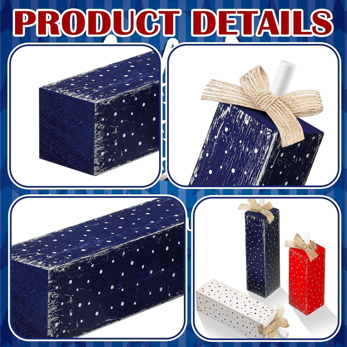 3 Pcs Patriotic Tiered Tray Decor 4th of July Decorations Tabletop Decorations