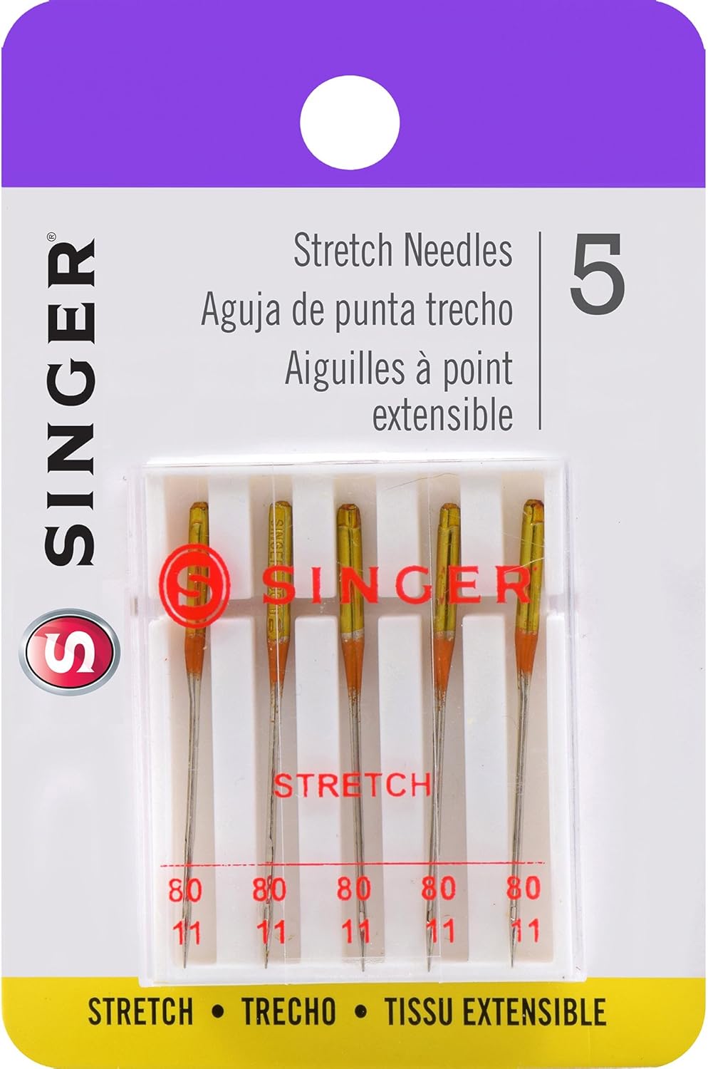 04720 Universal Stretch Sewing Machine Needles, Size 80/12, 5-Count (Color May Vary)
