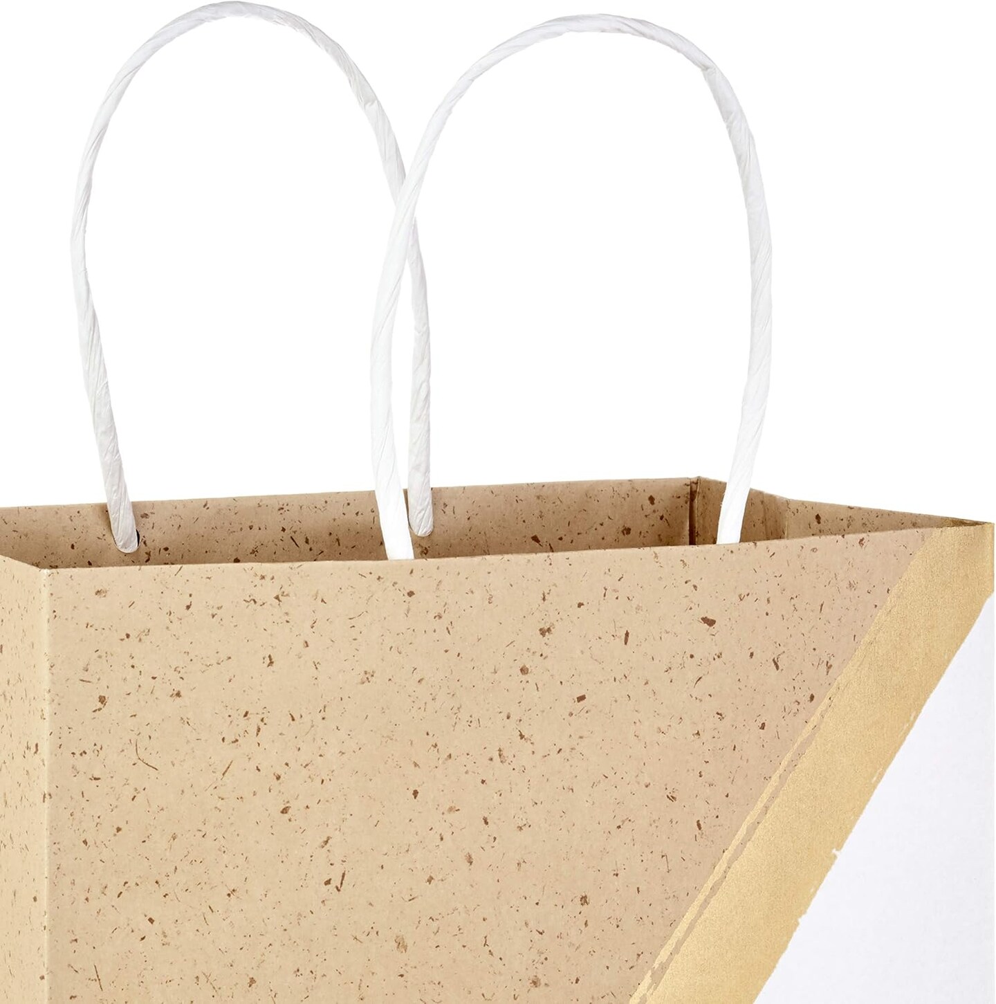 8-Pack 9" Medium Paper Gift Bags – White & Kraft with Handles, Gold Foil Accent for Birthdays, Easter, Weddings, Baby Showers, Graduations & Care Packages (White)