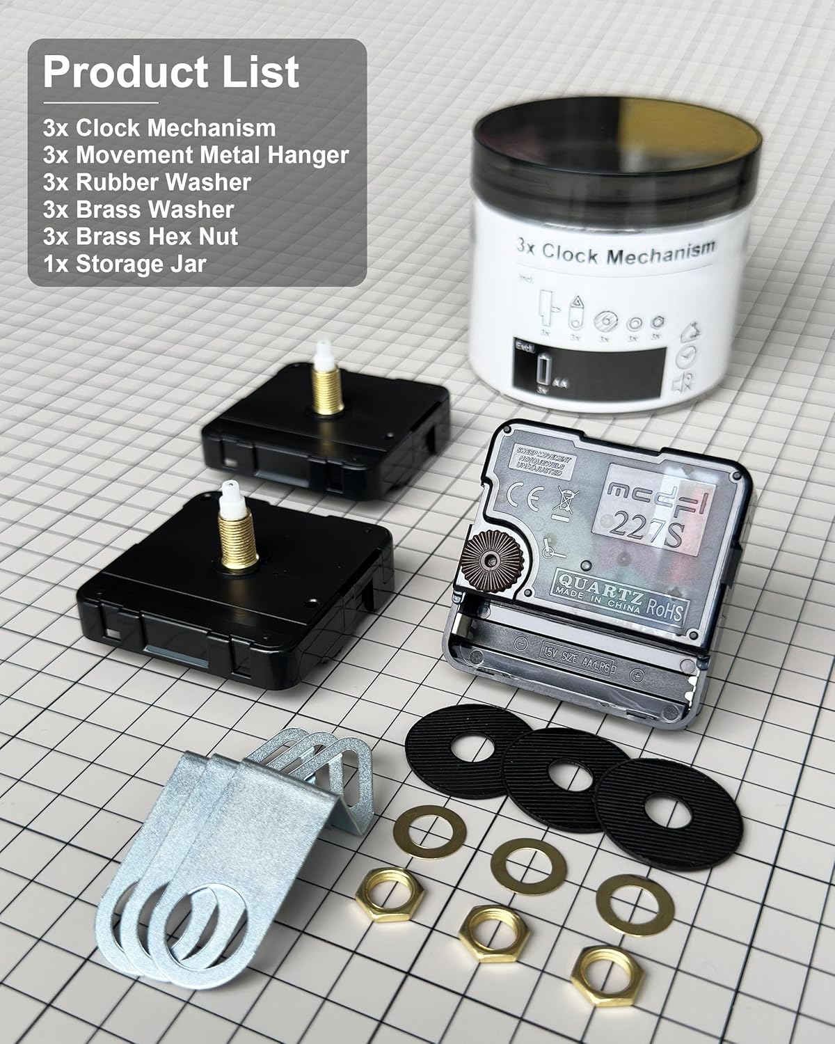 Clock Kit Mechanism – 3 Set Battery-Powered Quartz Movement, Silent Motor, 12mm Thread, DIY Repair Parts.