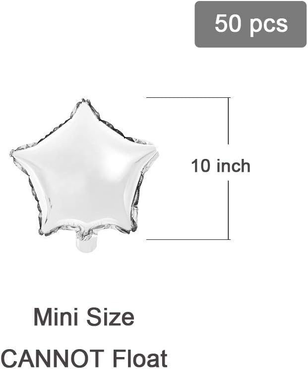 Star-shaped Foil Balloons, 10&#x22; Silver, Pack of 50