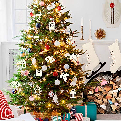 30PCS Christmas Wooden Ornaments, 3 Inch Unfinished Wooden Cutouts Boho Ornaments for Hanging Christmas Tree DIY Kids Crafts Gift Winter Party Indoor Home Winter Xmas Decorations