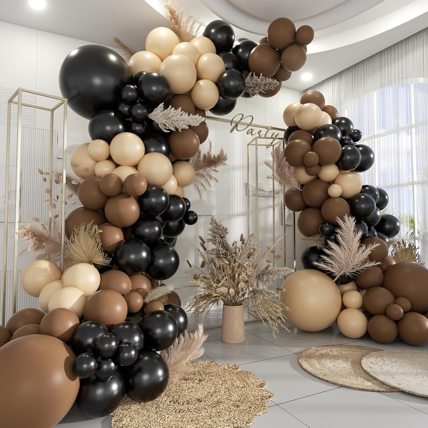 160PCS Brown, Black & Nude Balloon Garland Kit – Latex Balloons for Party & Wedding Decorations