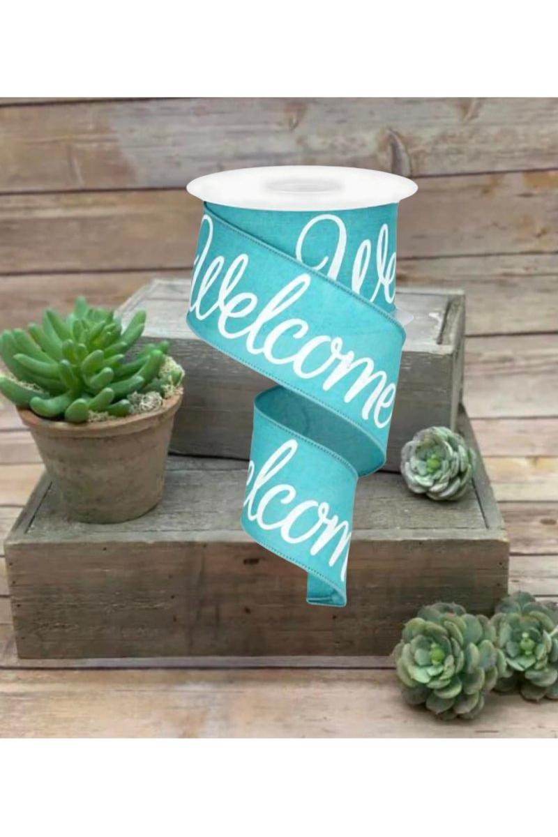2.5&#x22; Welcome Royal Ribbon: Light Teal (10 Yards)