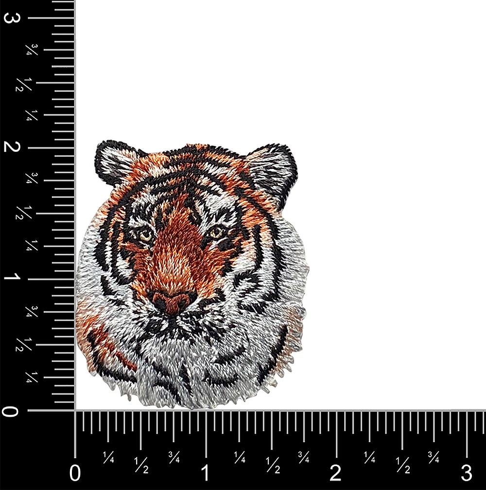 Tiger Head, Realistic Animals, Embroidered, Iron on Patch