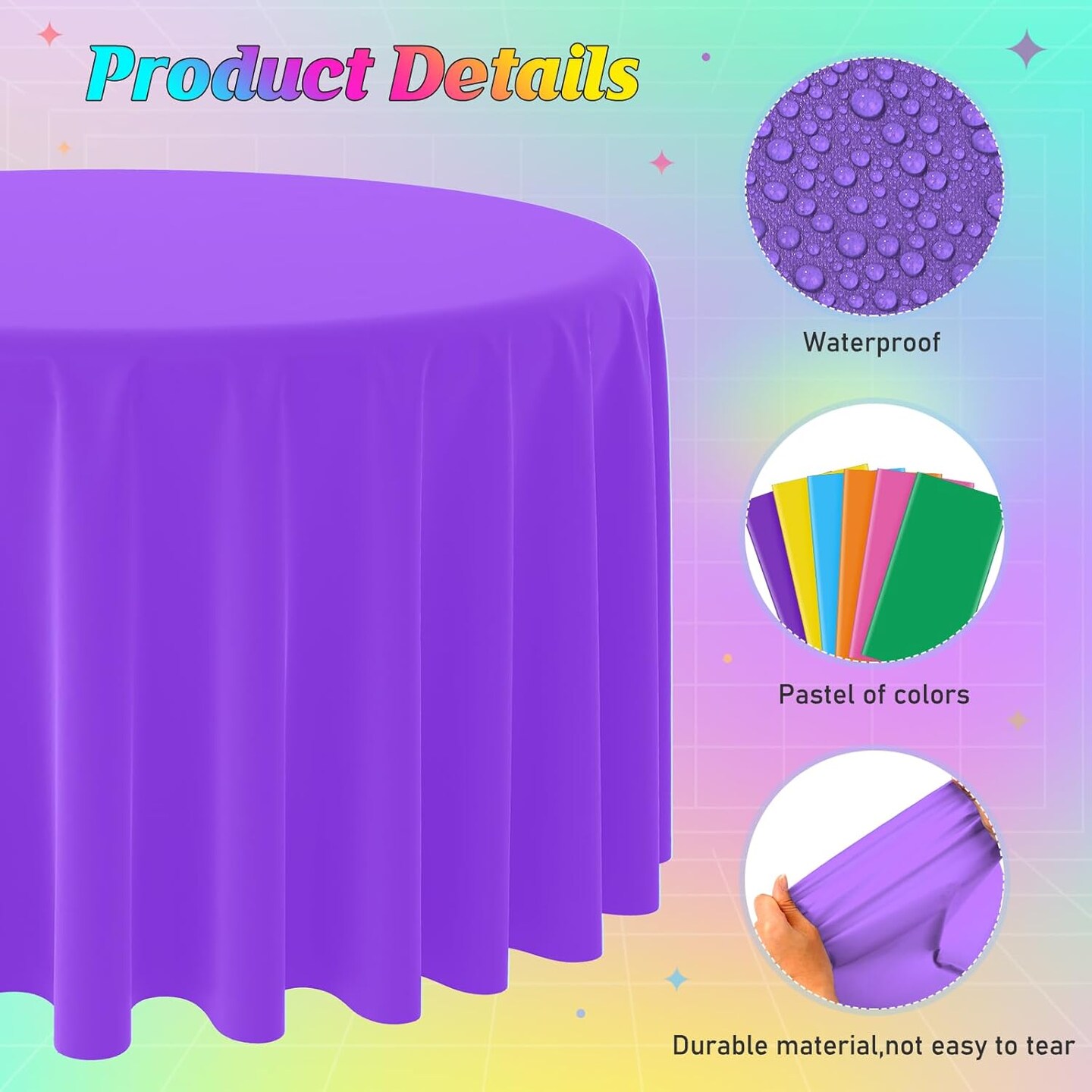 12 Pcs Round Cinco De Mayo Fiesta Tablecloths, Plastic Fiesta Table Cloth Multi Colored Disposable Round Table Covers for Taco Night,Dia De Los Muertos, Mexican Themed Party Decorations, 84 Inch