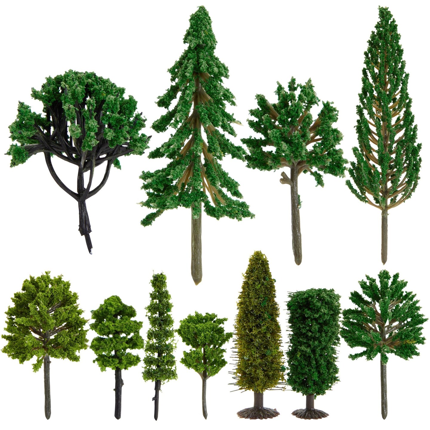 55-Pieces of Miniature Model Trees for Diorama Supplies, Scenery, Landscape, DIY Projects, Arts and Crafts, Train Village, Railroads (11 Assorted Sizes/ 1 - 6.7 in)