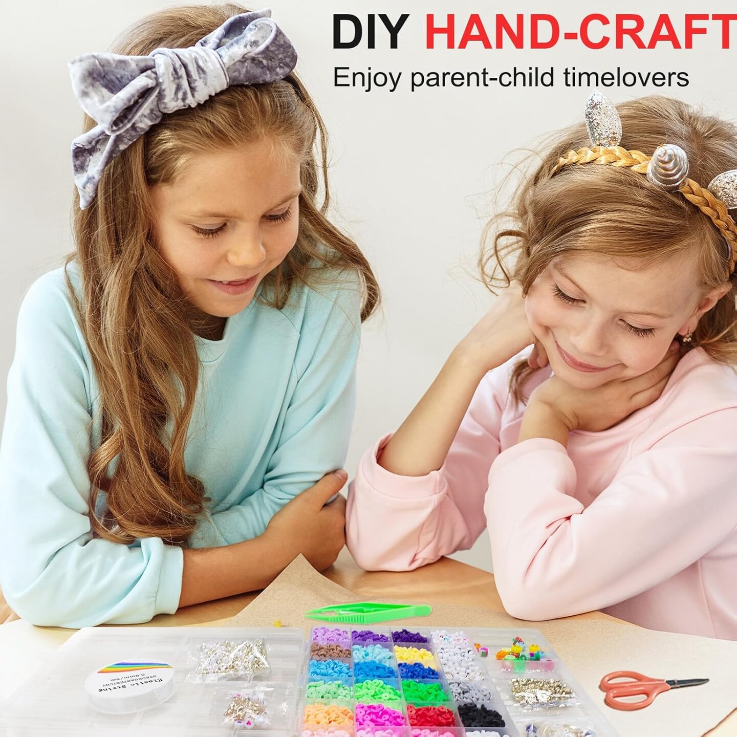 6200 Pcs Clay Beads Bracelet Making Kit, Flat Round Polymer Heishi Friendship Bracelet Jewelry Kit with Charms and Elastic Strings for Girls 8-12 Gifts for Kids