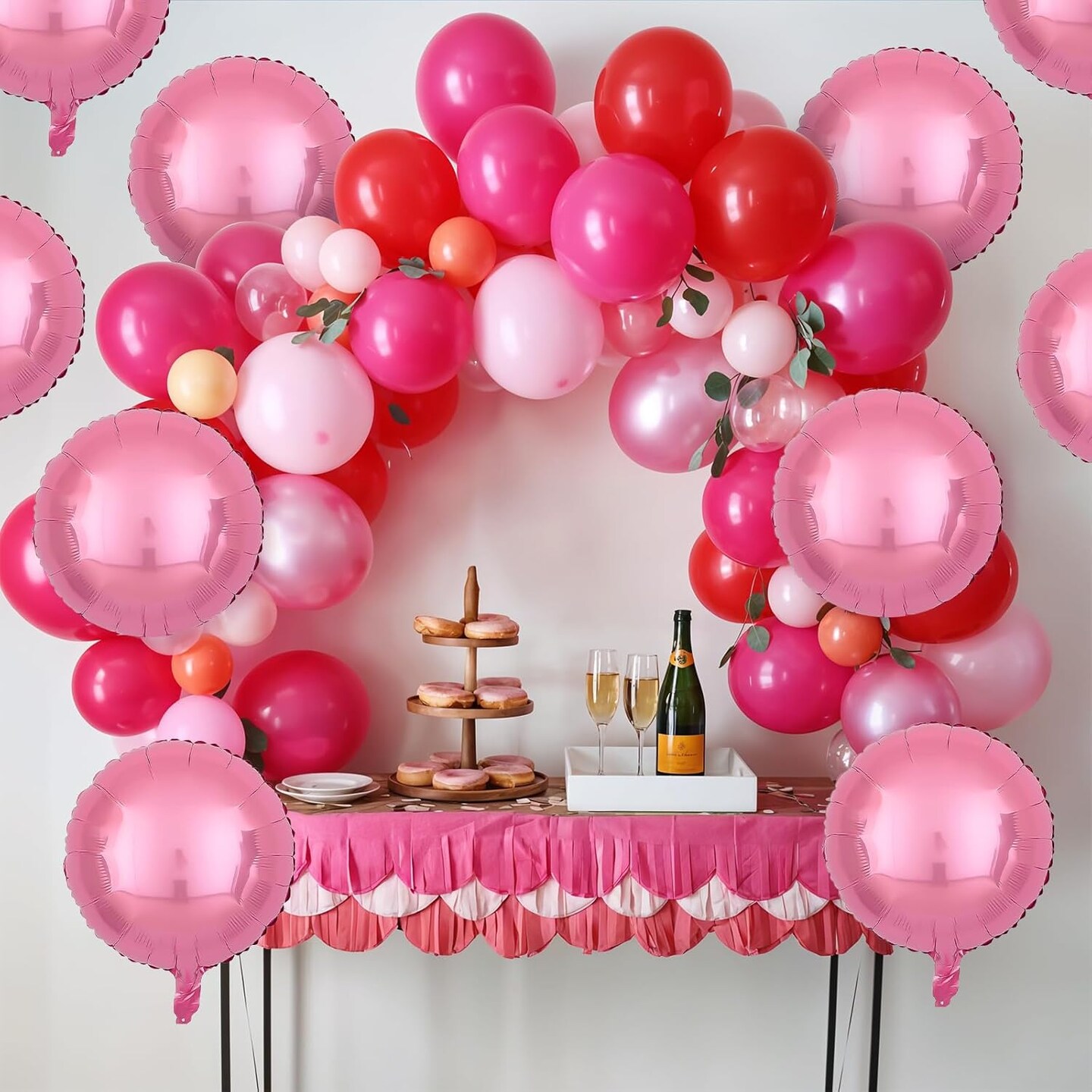 Pink Round Balloons, 20Pcs Pink Foil Balloon Giant Round Shaped Mylar Balloons 18&#x22;Helium balloon for Birthday Baby Shower Wedding Anniversary Engagement Party Decorations