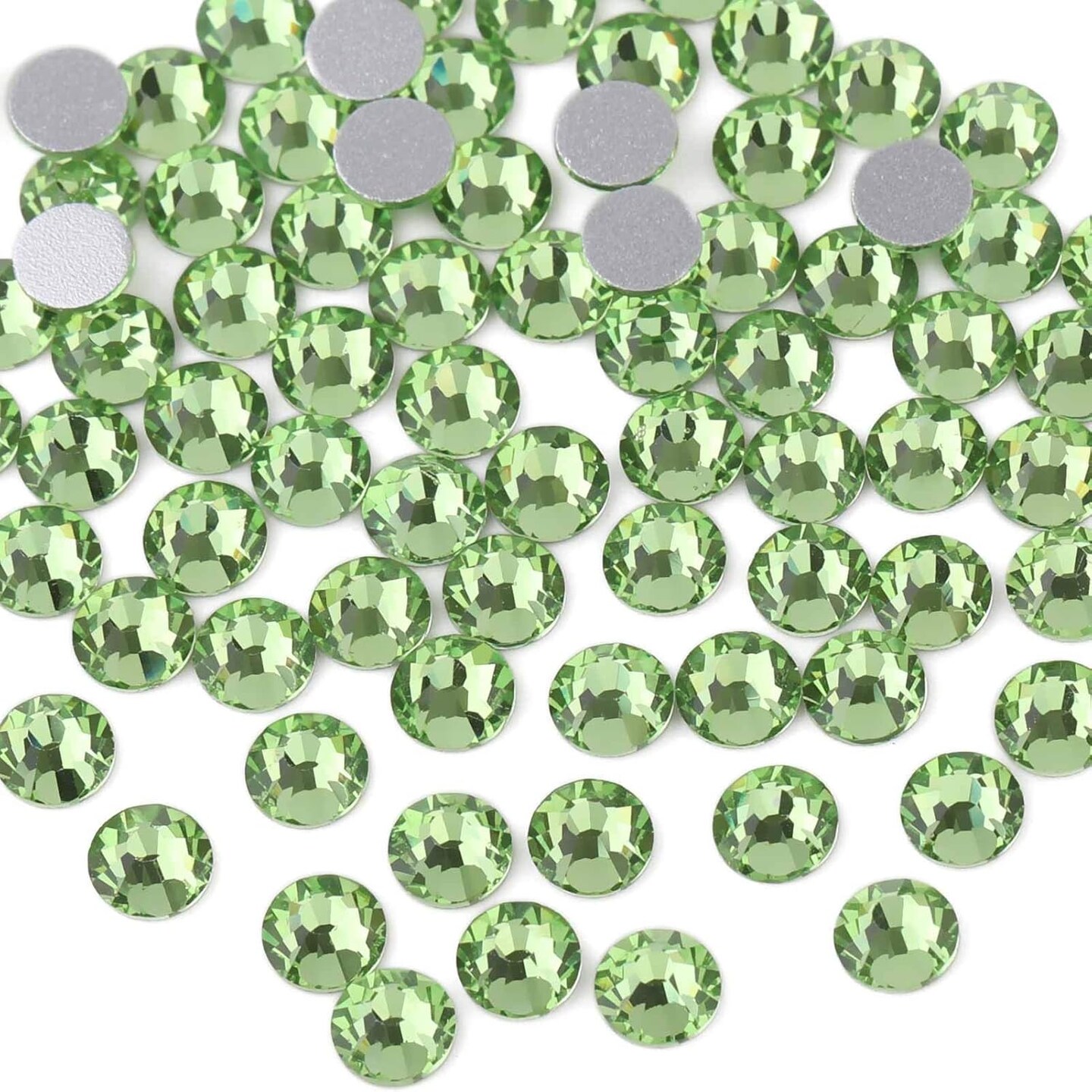 1440pcs Flat Back Crystal Rhinestones Round Gems for Nail Art and Craft Glue Fix,Light Green,SS20,4.6-4.8mm