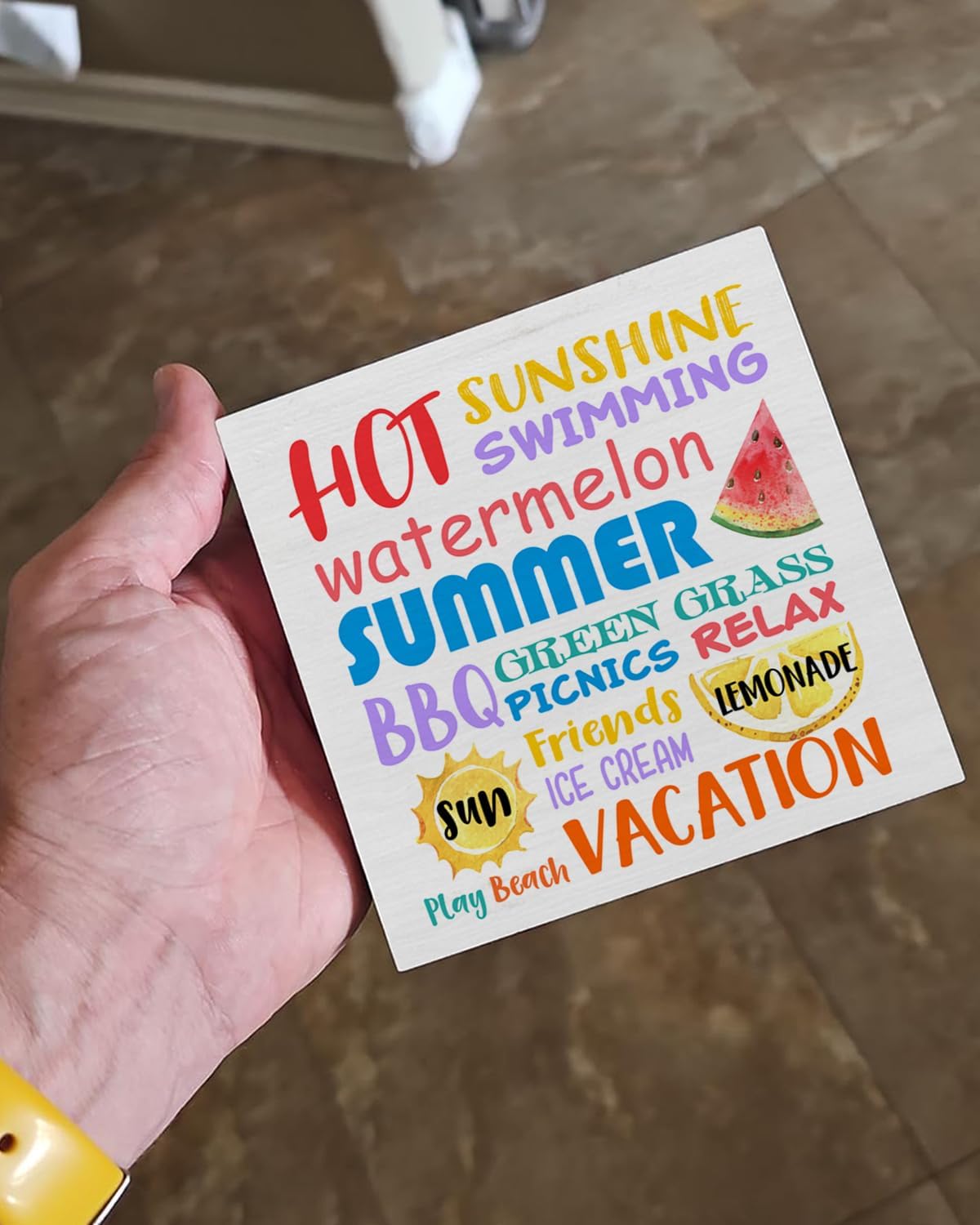 Country Summer Wood Sign Decor Desk Sign Summer Subway Wood Block Sign Summer Words Signs Rustic Home Shelf Wall Decoration