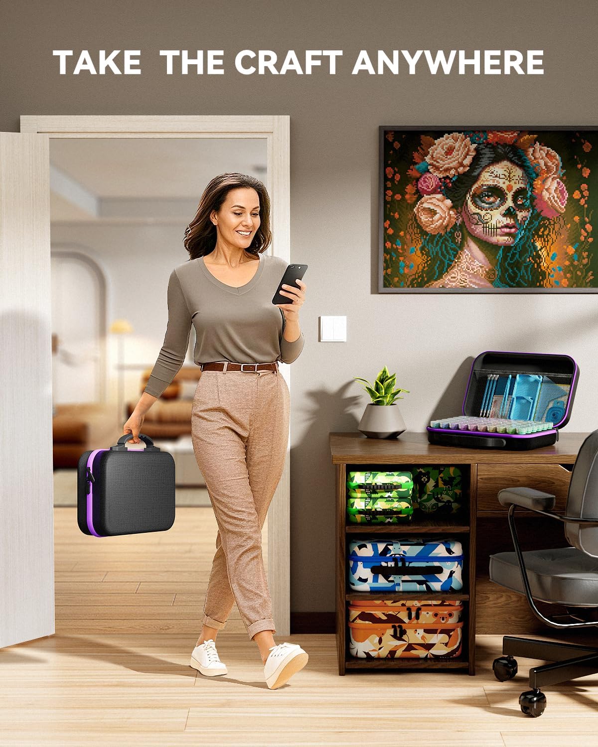 60 Slots Storage Container for Diamond Art Kits for Adults,Portable Bead Storage Boxes for Diamond Painting Accessories and Tools