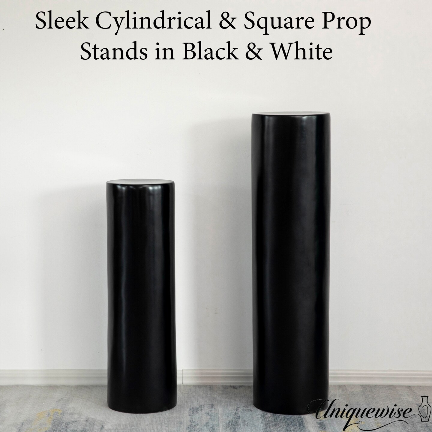 Contemporary Decorative Modern Fiberglass Pillar Column Flower Stand -Photography Props - Stylish Cylinder Shape Versatile Pedestal for Wedding, Living Room, or Dining Room Decor