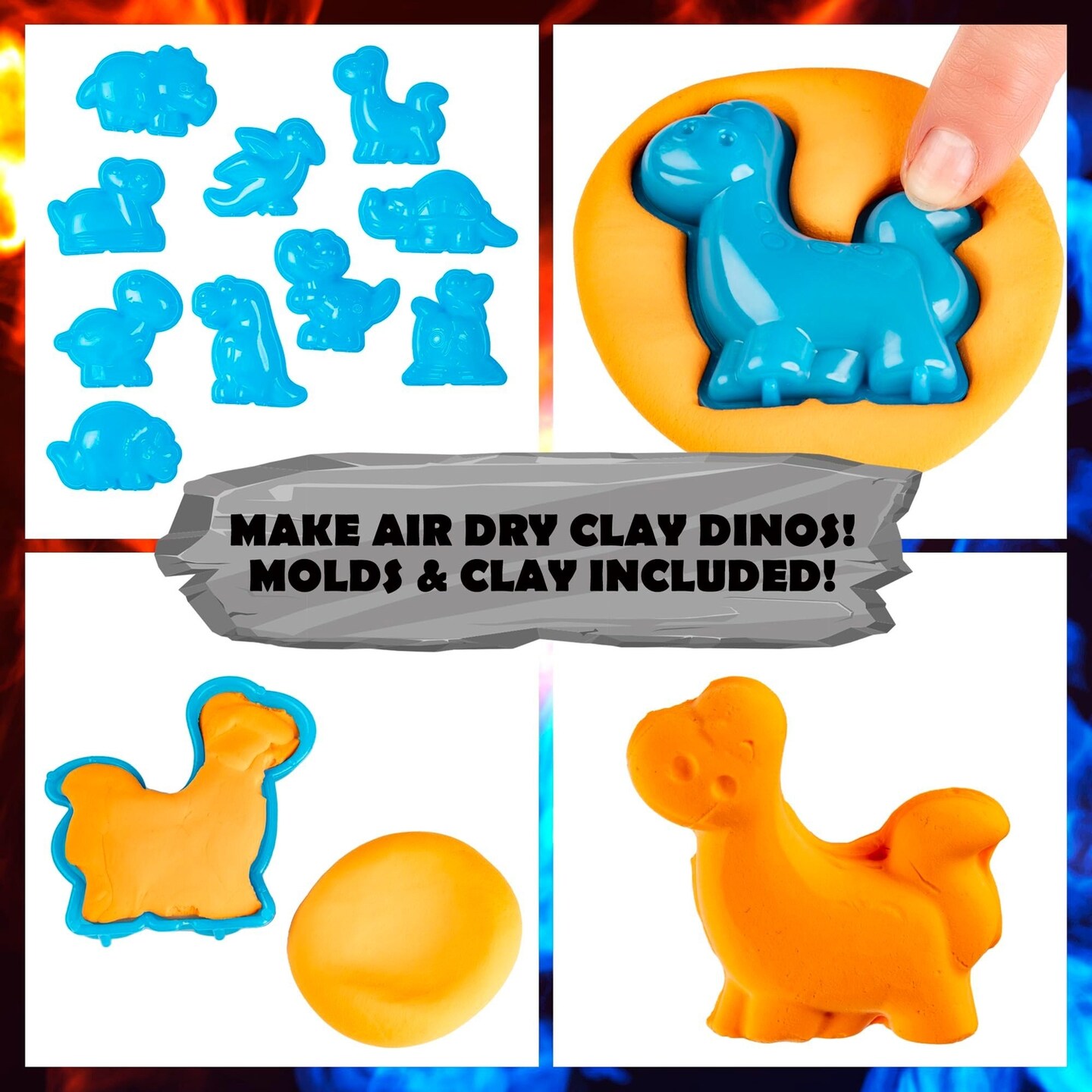 Original Stationery Dinosaur and Monsters Battle Slime Kit, Slime Pack with 14 Premade Slimes for Boys, Dinosaur Toy Molds and Dino Toys Figures