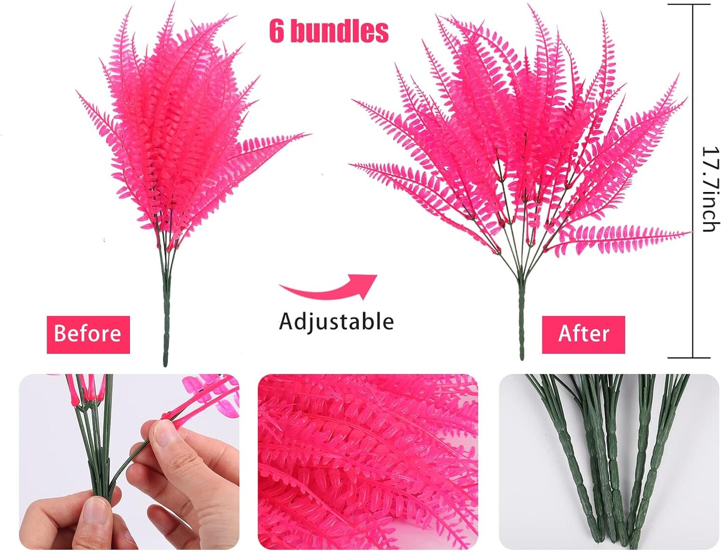 6 Pcs Artificial Boston Fern Realistic