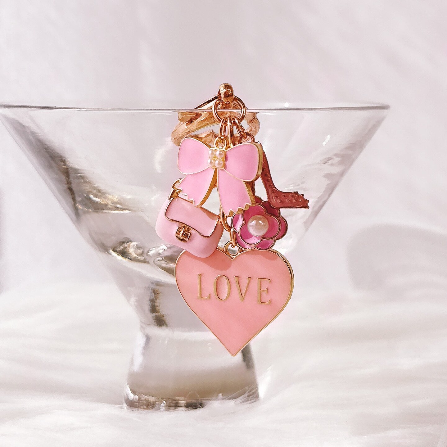 Wrapables Pink Charms Love Heart High Heel Handbag Keychain