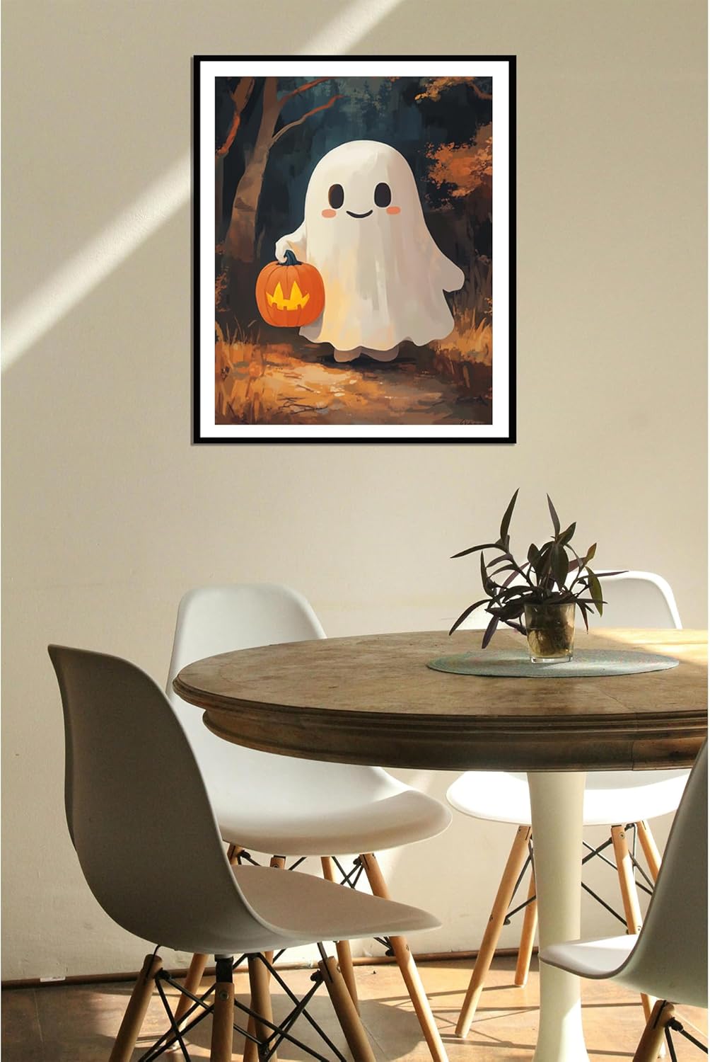 Ghost Holding a Pumpkin Lantern Paint by Number