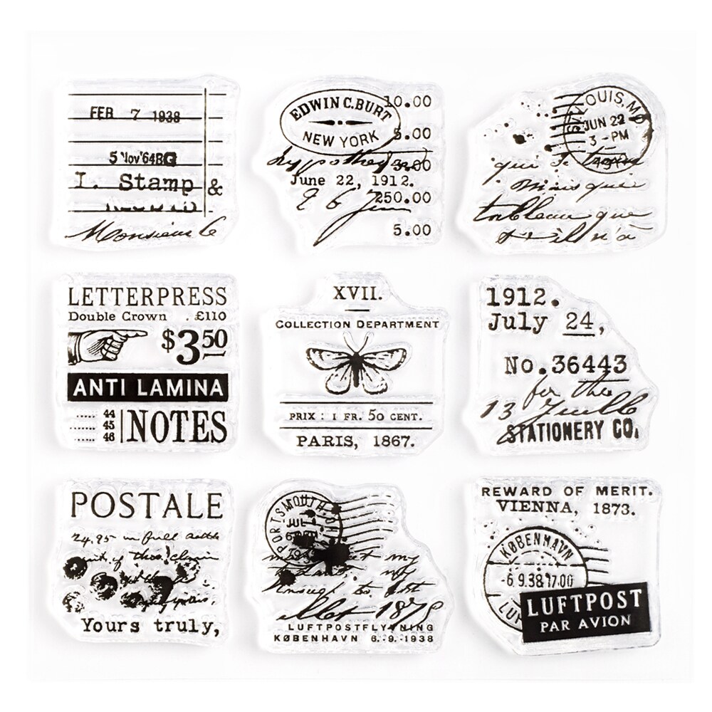 1 inch Small Vintage-Style Collage Stamps on 4x4 inch Sheet by Wintertime Crafts