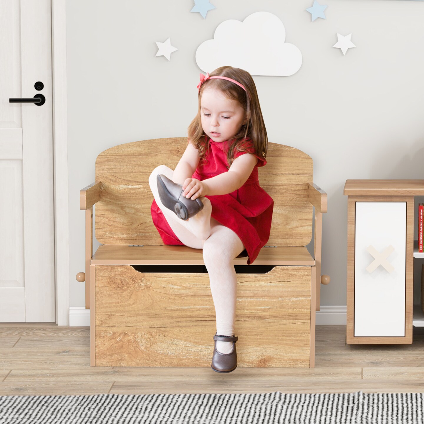 MDF 3-in-1 Kids Chair Desk Set with Storage Toy Box