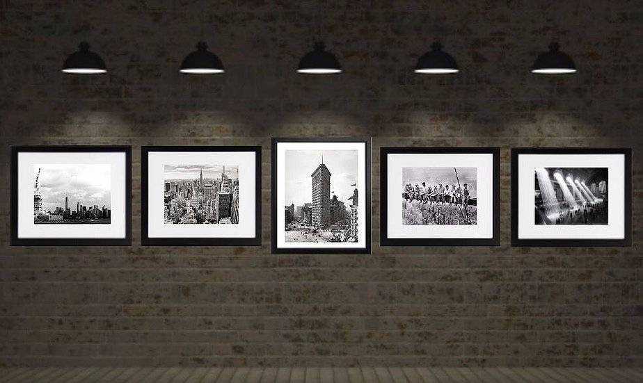 New York city art prints framed Set of 5 Black and White