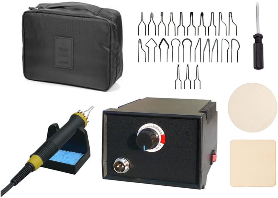 Electric Wood Burning Pen Tool Kit Set Professional Pyrography Machine Electric Woodburning Leather Burner | 23 Tips | Carry Bag | for Adult Starter Beginner Craft