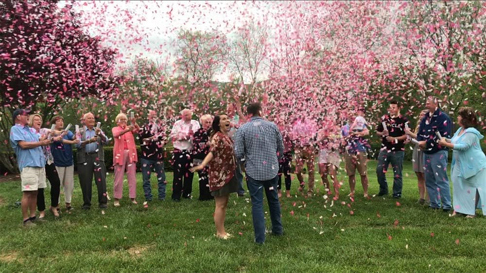 2PCS Pink Gender Reveal Confetti Cannons – Party Poppers for Baby Showers