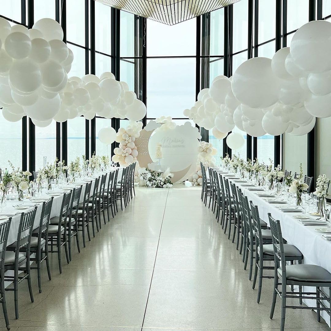 White Giant Balloons 36 Inch - 8 Pack Jumbo White Balloons Large Round White Latex Balloons for Photo Shoot Birthday Baby Shower Wedding Party Decorations