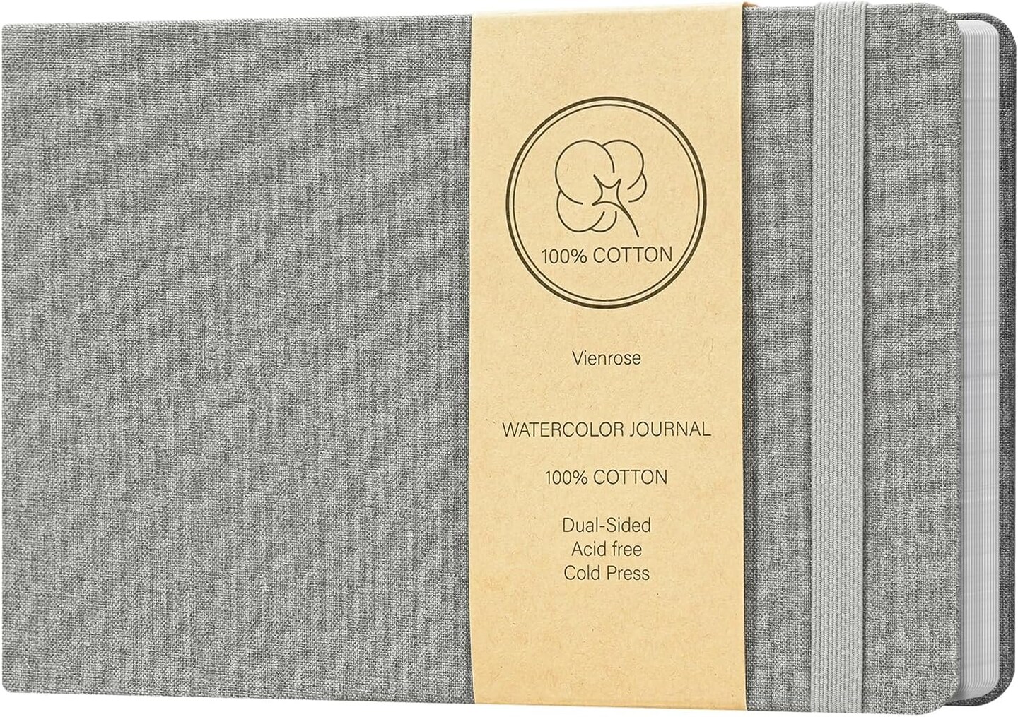Sketchbook, 5.5"x8.2" Watercolor Journal with 24 Sheets 140 LB (300 GSM) Cotton Watercolor Paper, Grey Linen Cover Watercolcr Sketch Book As Travel Notebook Mixed Media Pad