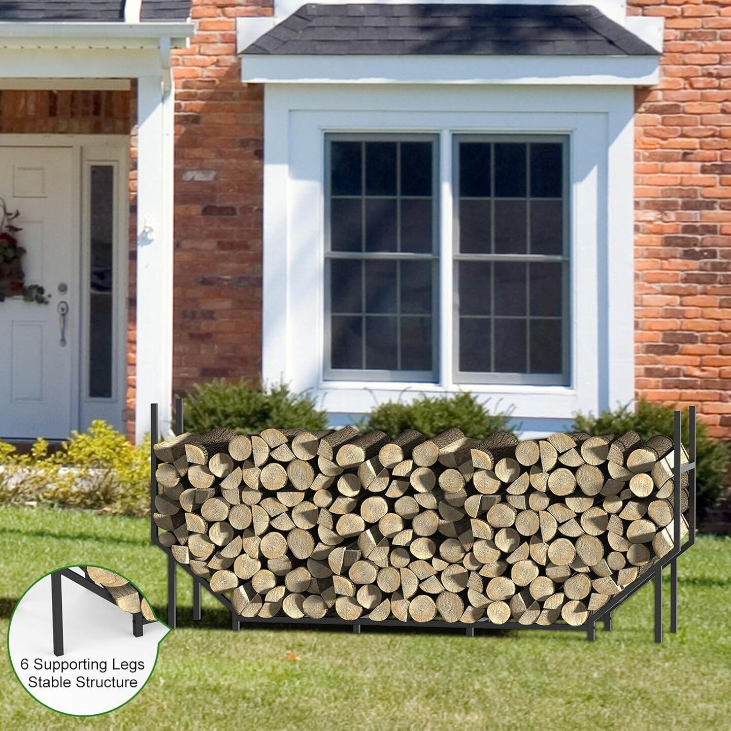 6FT Heavy-Duty Outdoor/Indoor Firewood Rack &#x2013; Large Capacity Log Holder for Fireplace, Fire Pit, or Garage, Weather-Resistant Metal Storage with Elevated Base