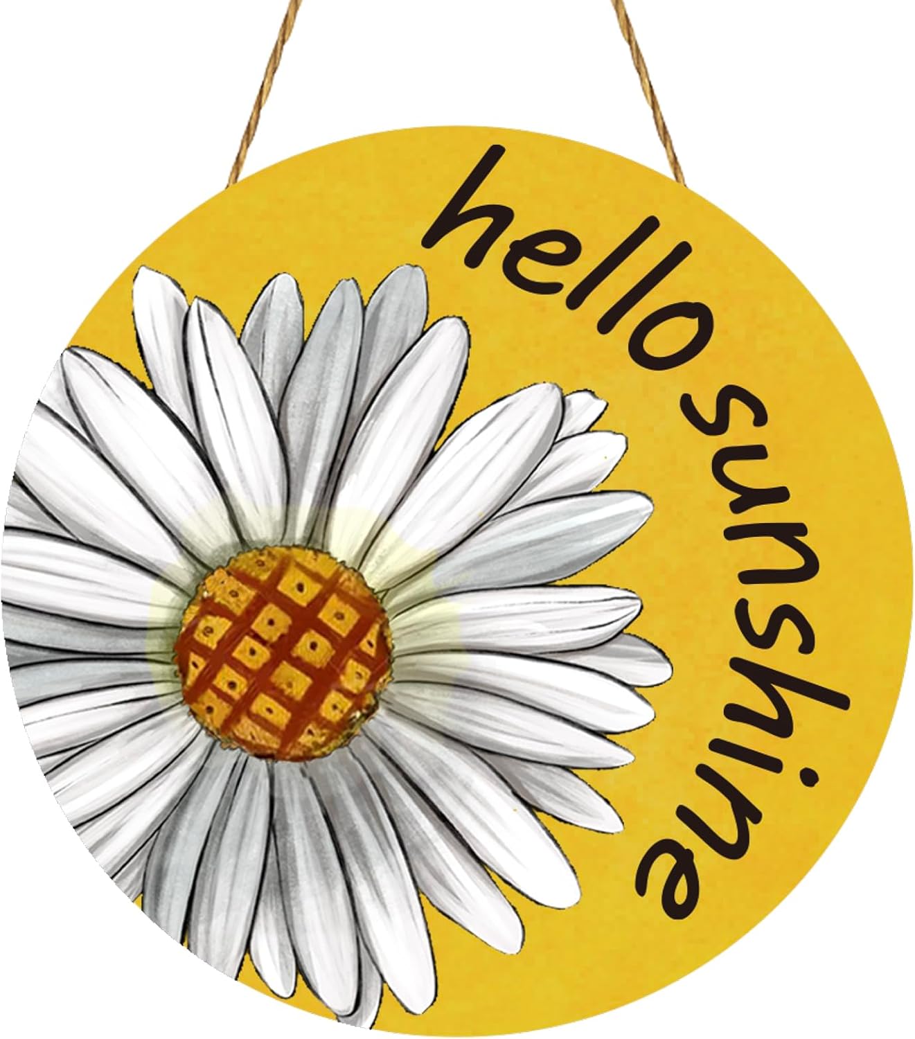 Summer Decor Daisy Front Door Decor Hello Sunshine Wreaths for Front Door Wreath Rustic Wooden Sign Hanger