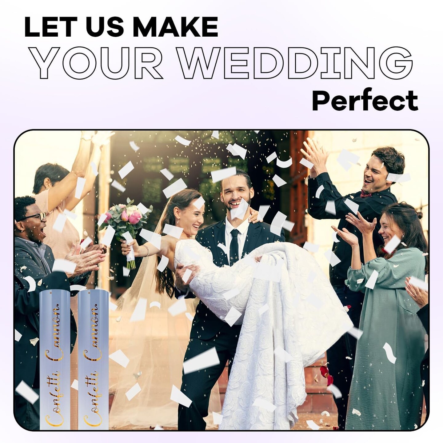 12PCS White Biodegradable Confetti Cannons 12" – Party Poppers for Weddings & Celebrations