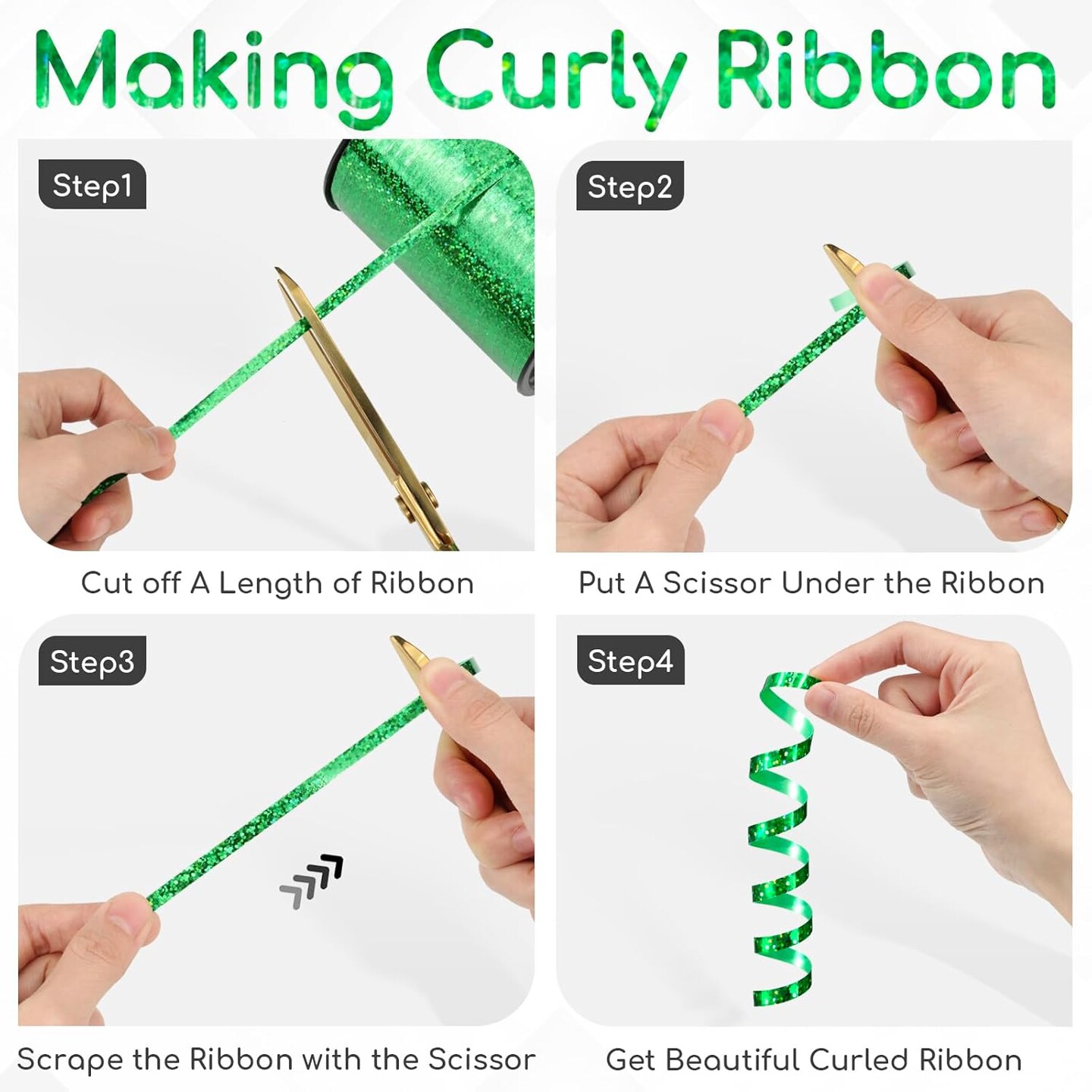 600 Yards Green Shiny Curling Ribbon 1/5 Inch Green Christmas Balloon String Ribbon