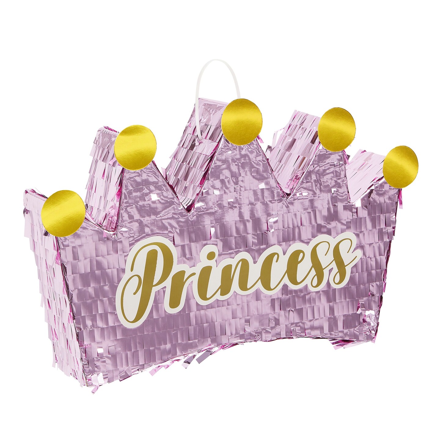 Small Princess Crown Pinata for Girls Birthday Party Supplies, Princess Party Decorations, Pink Foil (16 x 10.5 In)