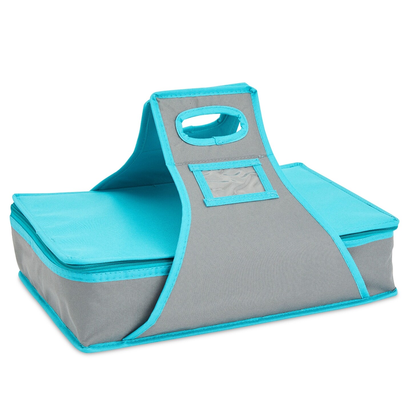 Thermal Insulated Casserole Carrier - Food Warmer Bag Container to Keep Food Hot for Lunch, Potluck Dish, Picnics, Pie, Transport (Teal and Gray, 16x10x4 in)