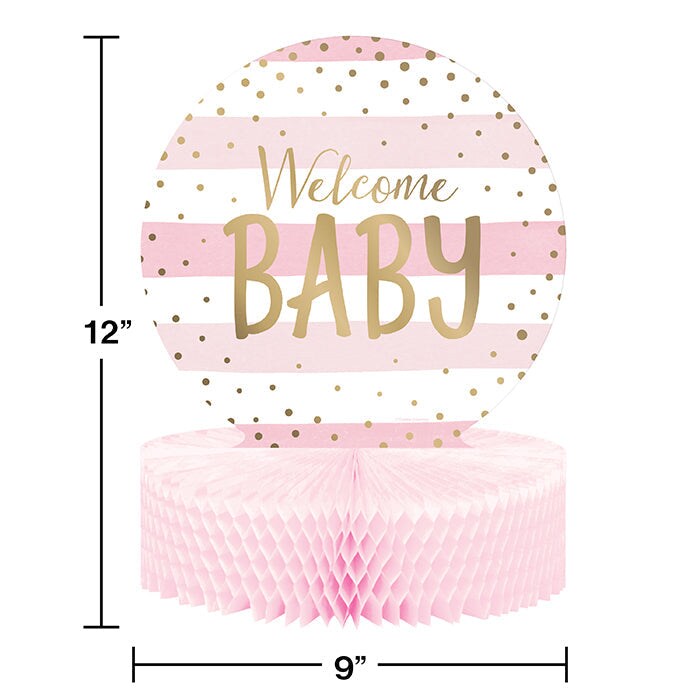 6 pc Bulk Pink and Gold Celebration Baby Shower Centerpieces