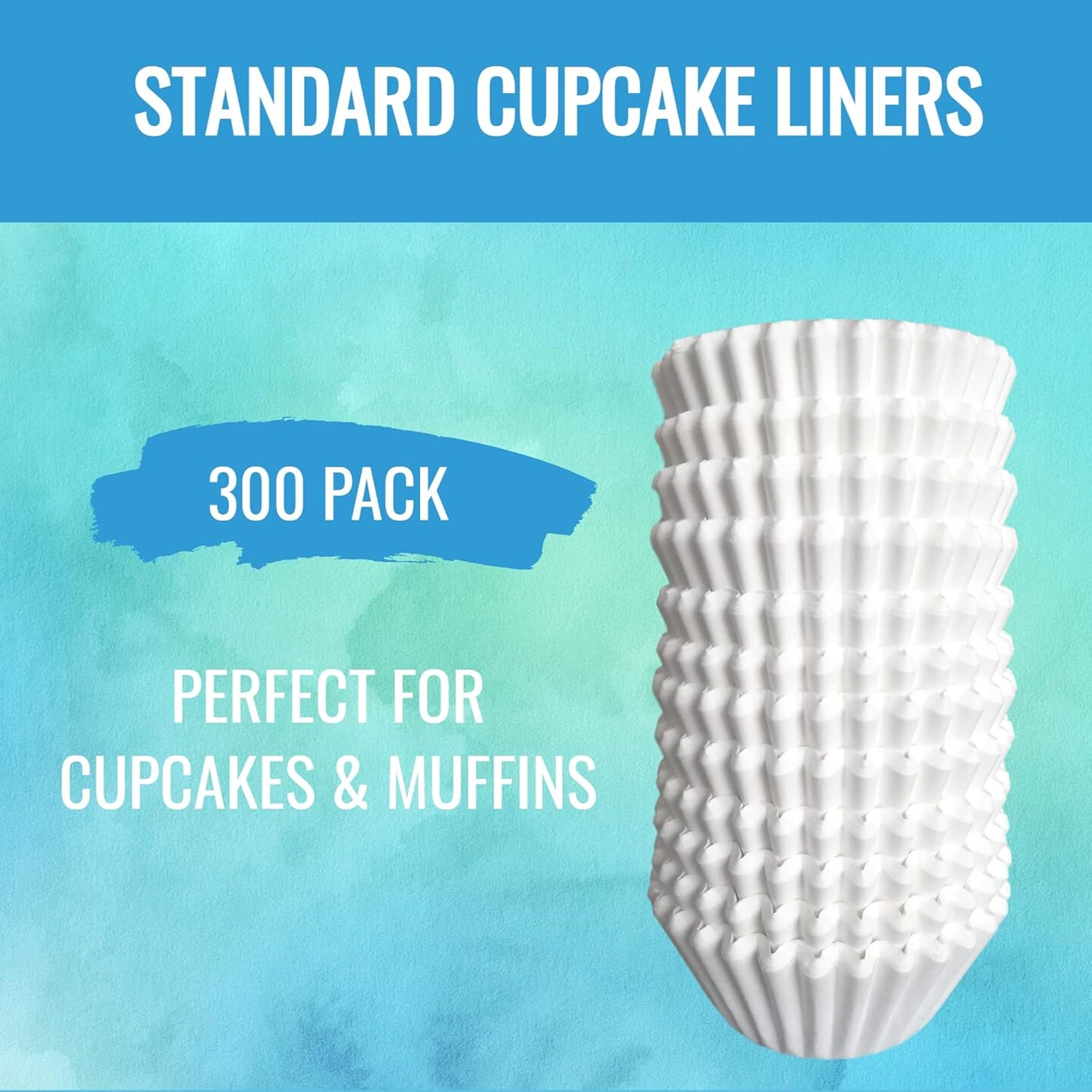 White Cupcake Liners Standard Size - 300-Pack Paper Baking Cups - Fits Perfectly Any Muffin Baking Pan - Muffin liners for Cupcakes, Muffins, &#x26; Egg Muffins - Greaseproof Cupcake Papers Wrappers