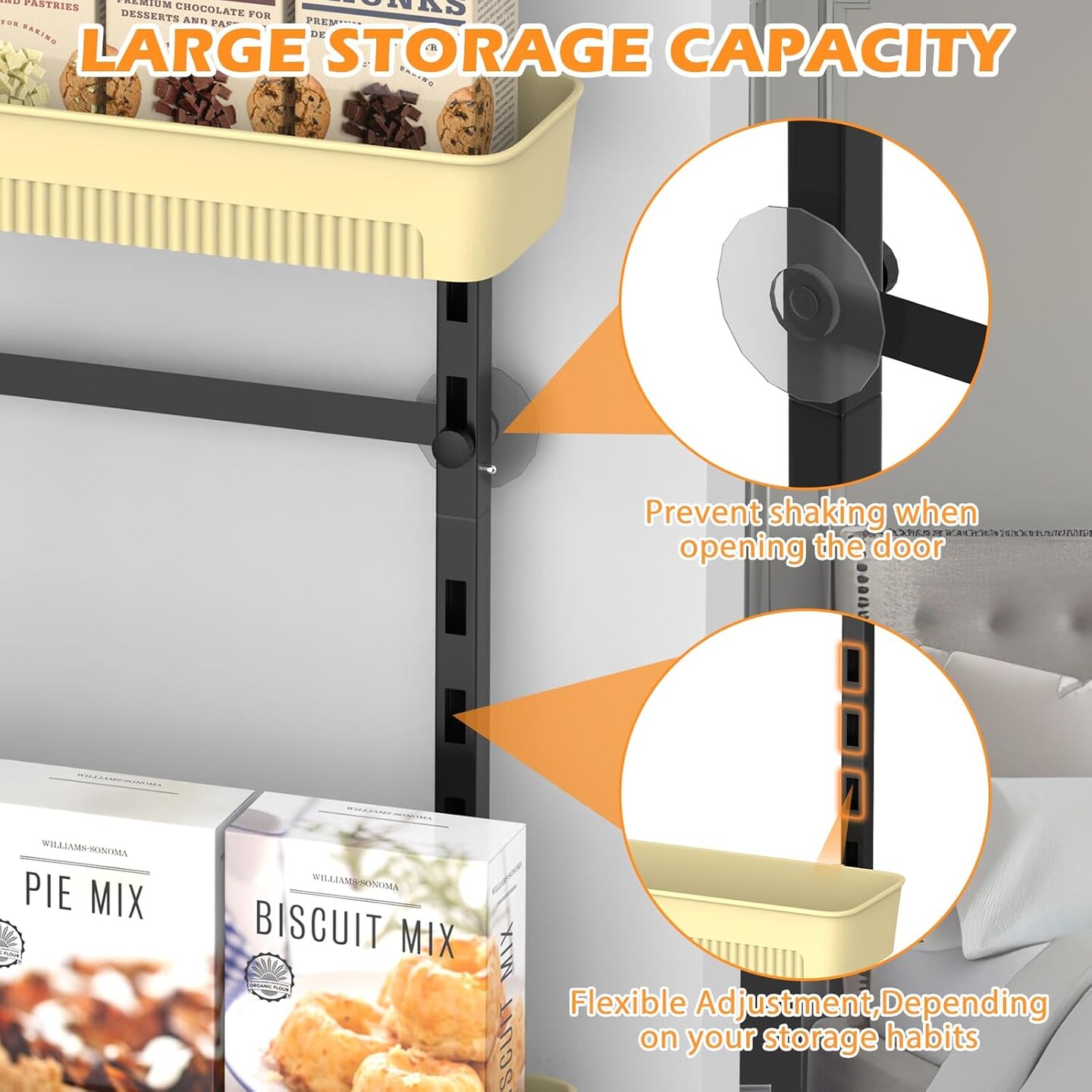 8-Tier Over The Door Pantry Organizer with Adjustable Baskets - Black Hanging Spice Rack, Door-Mounted Storage for Kitchen, Bathroom, Laundry Room - No Drilling