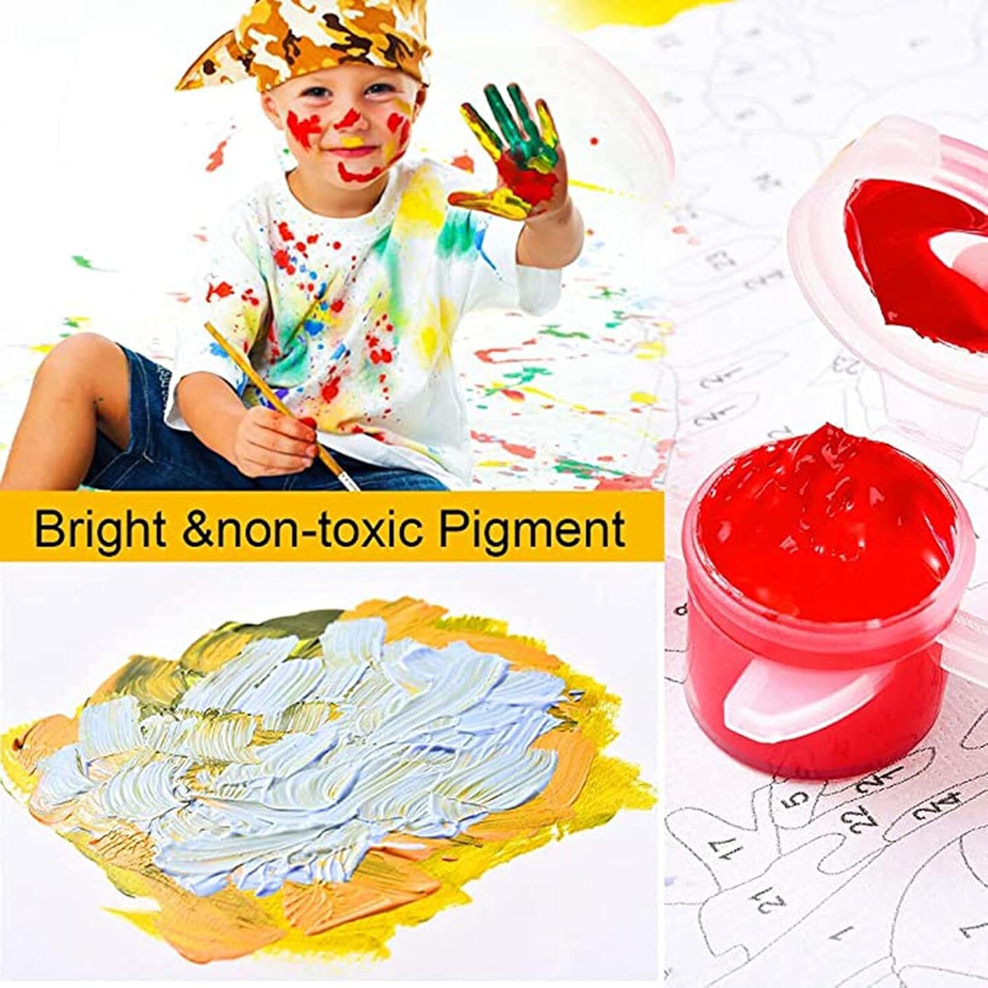 Paint by Numbers Kits 16x20 inch Canvas, Watercolor DIY Oil Painting for Adults with Brushes and Acrylic Pigment