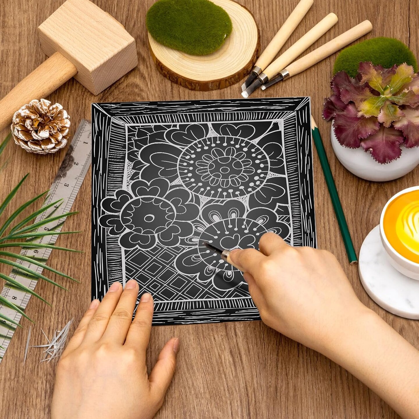 8-Pack 6"x6" Gray Linoleum Carving Blocks for Printmaking & Art Projects