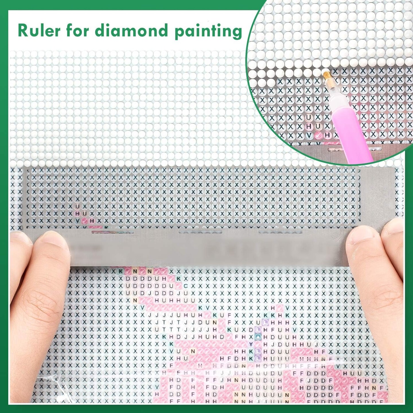 Diamond Drawing Ruler Mesh Grid Diamond Drawing Tool Stainless Steel Ruler with 520 Blank Grids for Round Full Drill & Partial Drill DIY Art Crafts