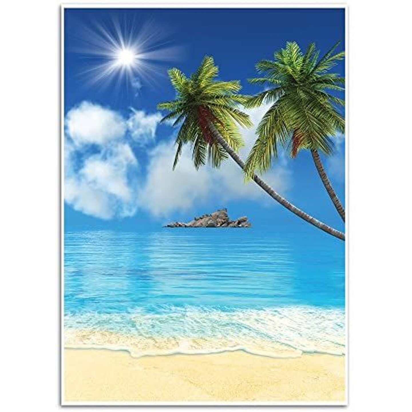 Tropical Beach Background - Photography Backdrop - Great for Studio, Booth, Party, Photo, Wedding, Business Use, 4.9 x 7.2 Feet