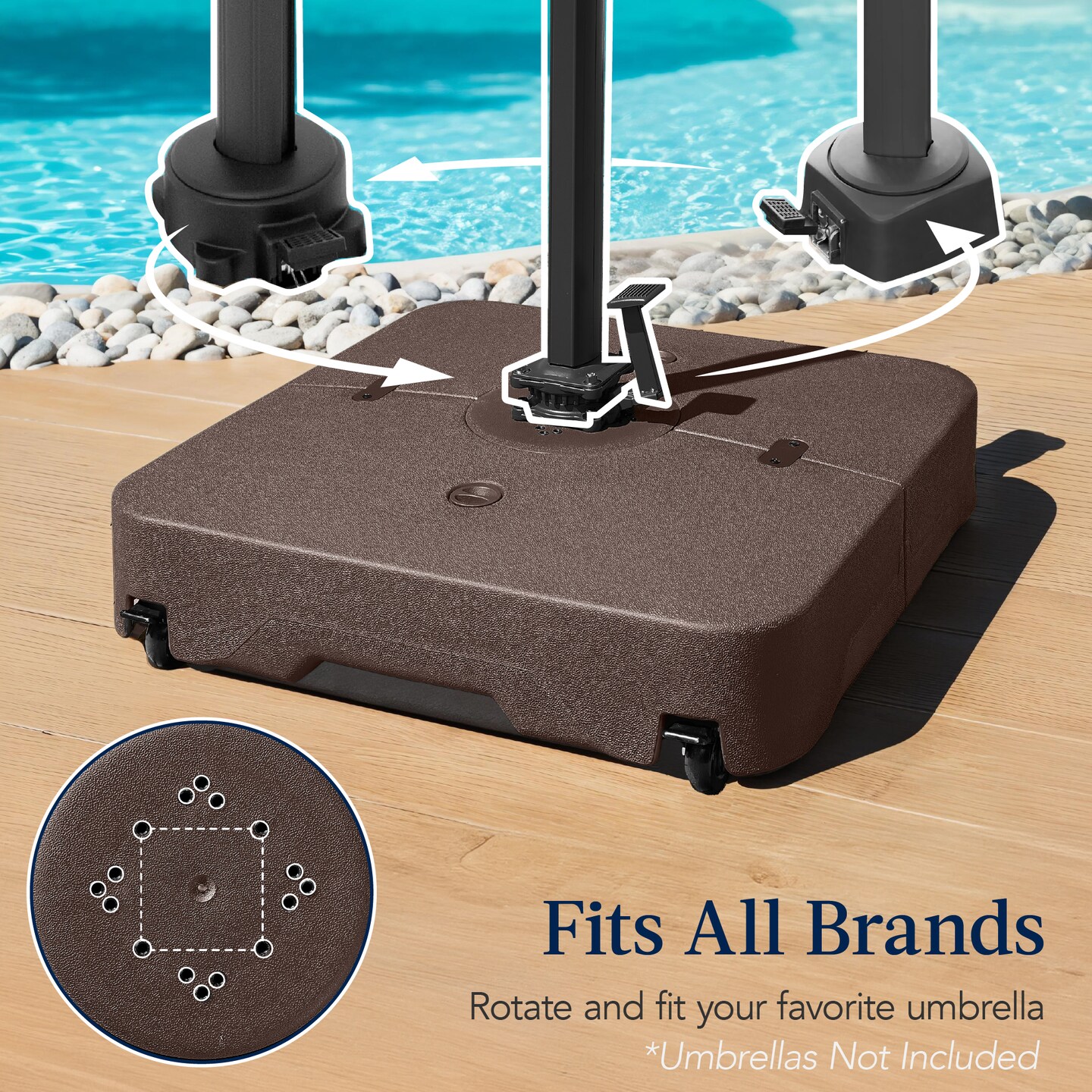 Best Choice Products Heavy-Duty Outdoor Cantilever Base Stand w/ Wheels, Locks, Fillable 330lb Capacity